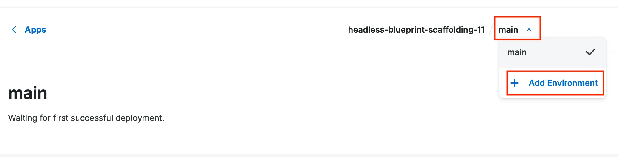Add environment to App from Env Page
