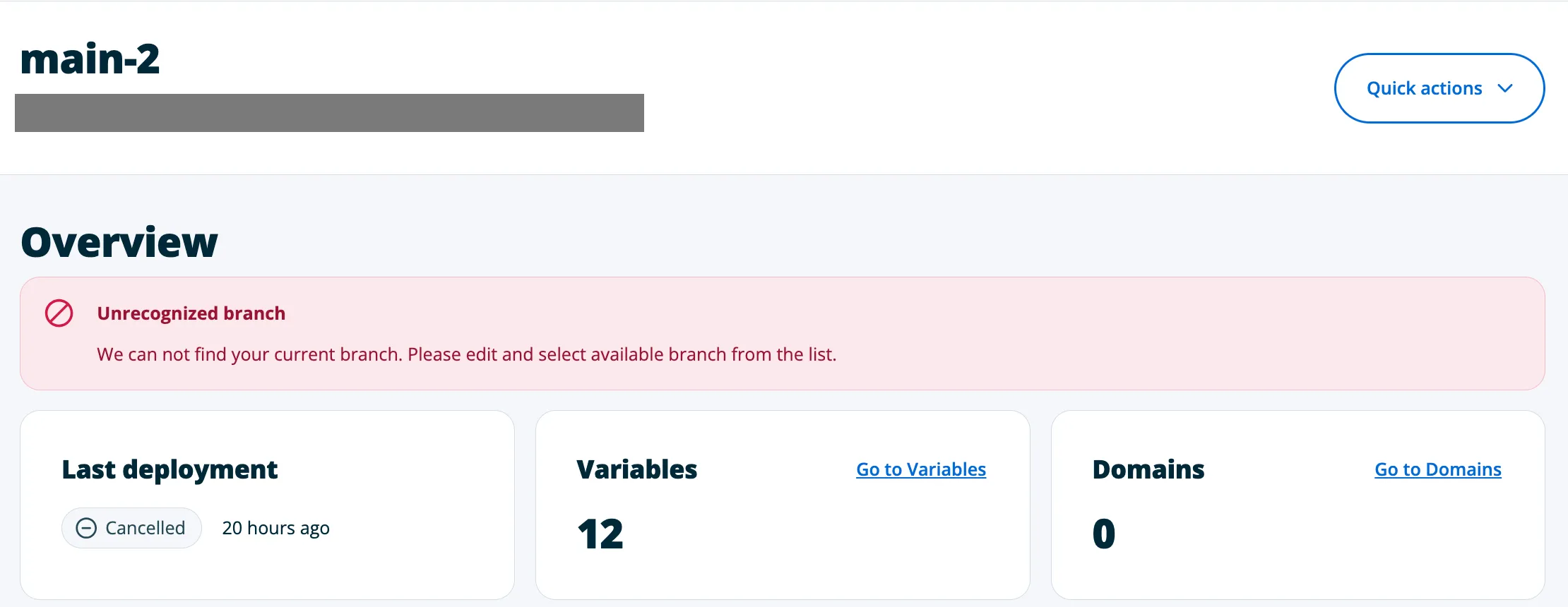 Deleted branch error 